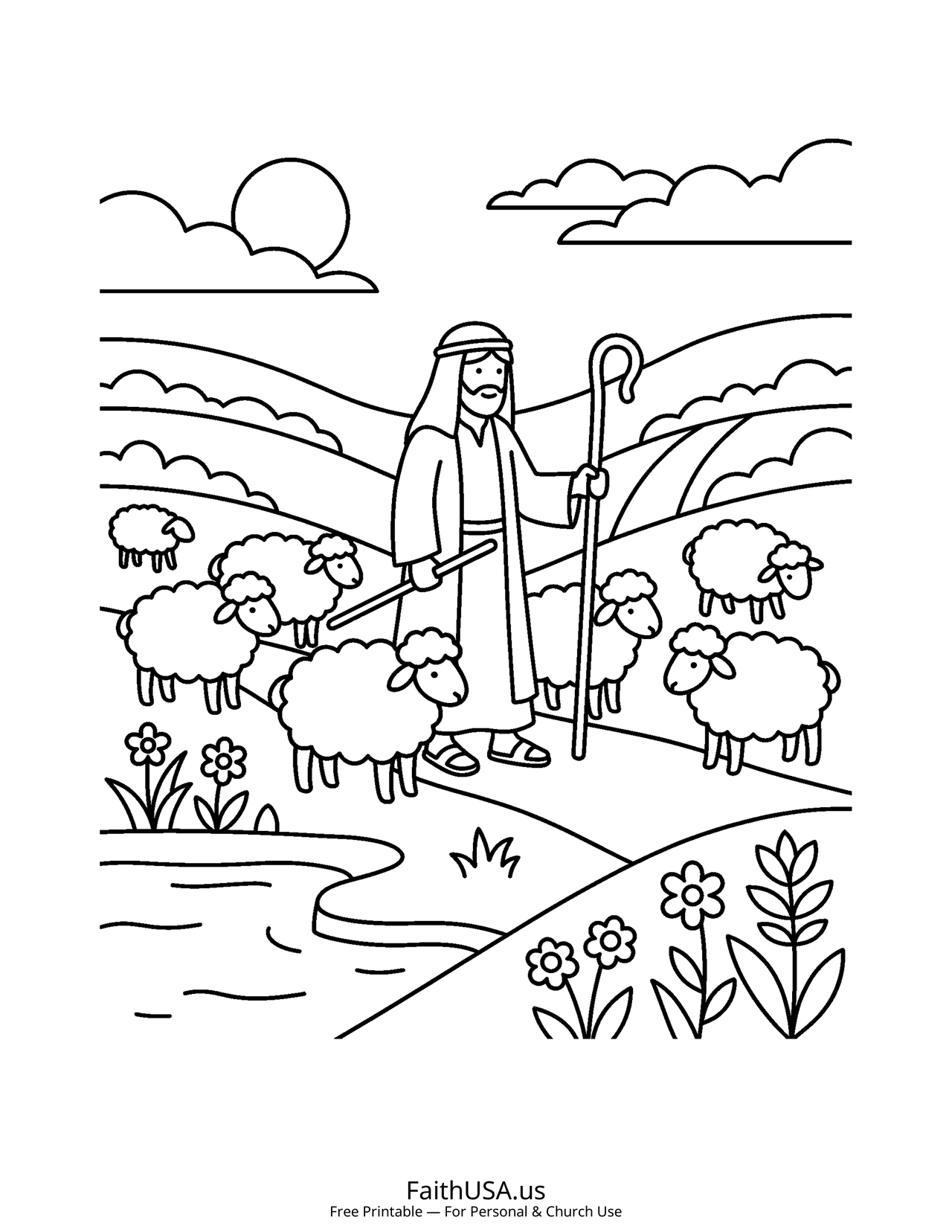 Psalm 23 Good Shepherd Coloring Page